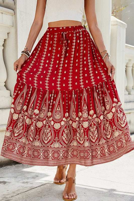 Boho Paisley Tiered Skirt