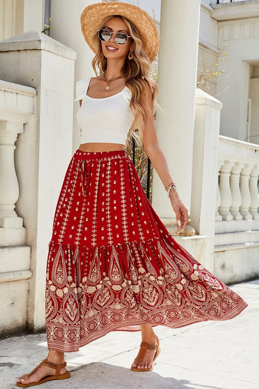 Boho Paisley Tiered Skirt