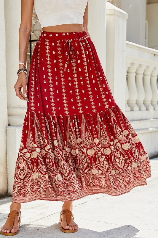 Boho Paisley Tiered Skirt