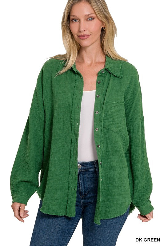 OVERSIZED RAW EDGE SHIRT
