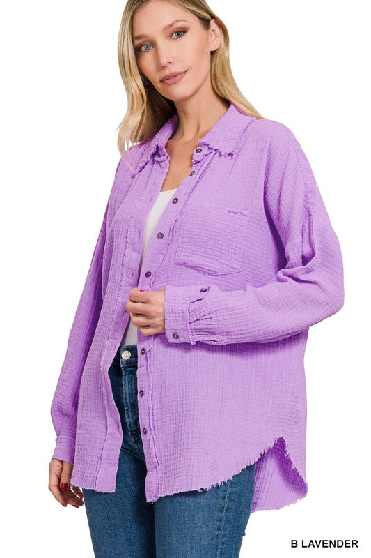OVERSIZED RAW EDGE SHIRT