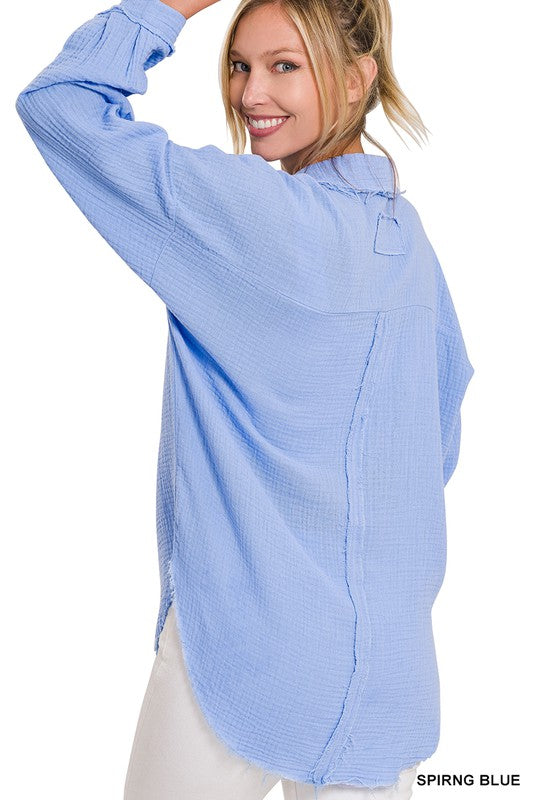 OVERSIZED RAW EDGE SHIRT