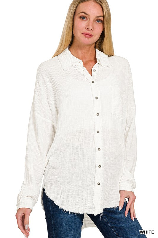 OVERSIZED RAW EDGE SHIRT