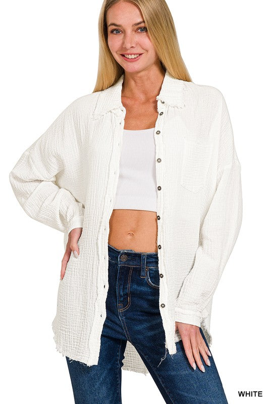 OVERSIZED RAW EDGE SHIRT