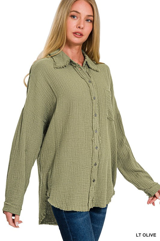OVERSIZED RAW EDGE SHIRT