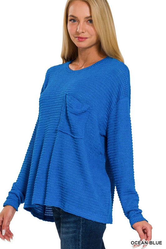 DROP SHOULDER BOAT NECK JACQUARD SWEATER