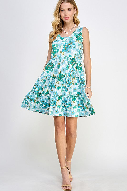 Floral Spring Summer tiered dress
