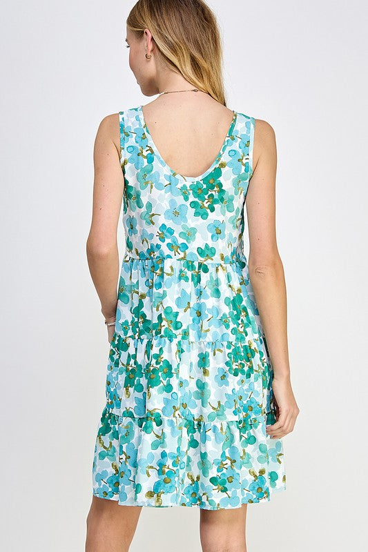 Floral Spring Summer tiered dress