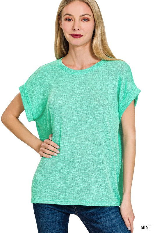 HACCI SLUB ROLLED UP SLEEVE TEE