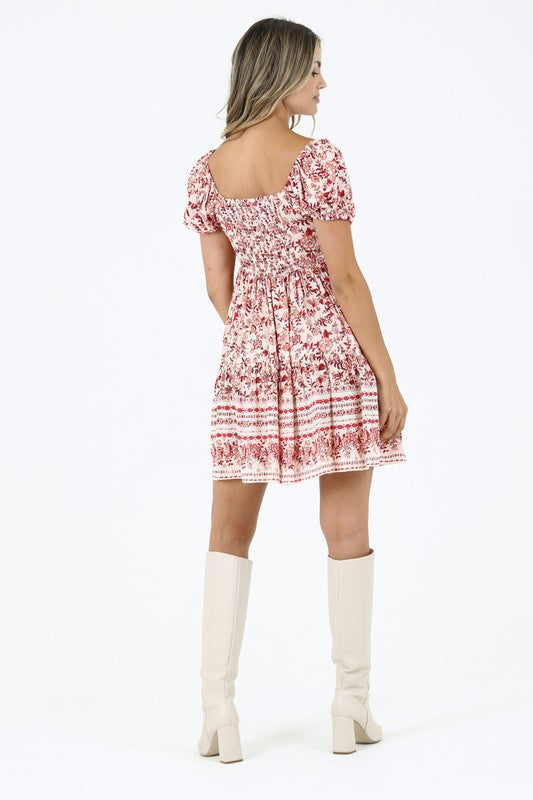 Printed Puff Sleeve Dress