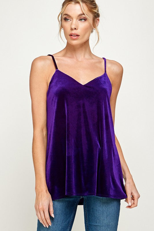 Solid velvet cami tank