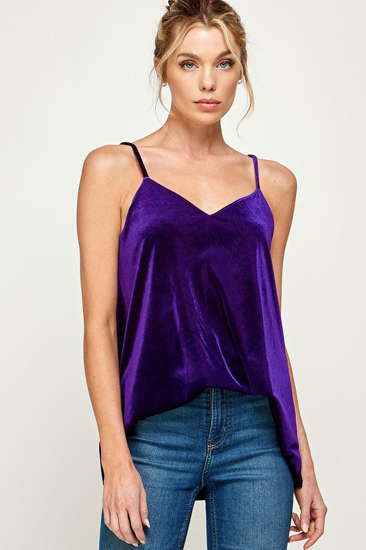 Solid velvet cami tank