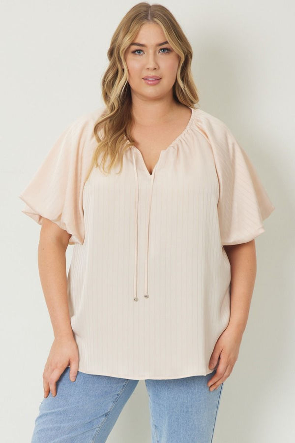 Curvy Sand Shadow Stripe Top