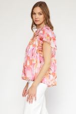 Pink Ruffle Sleeve Top