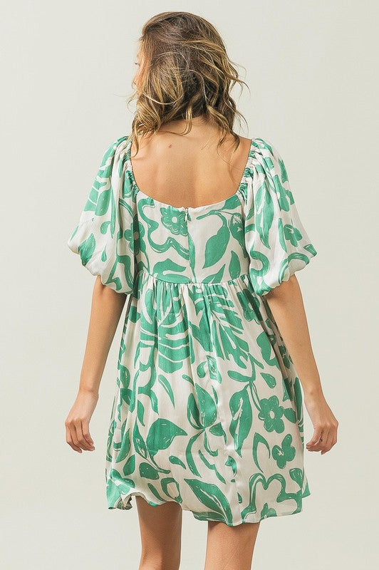 Tropical Floral Pattern Short Dress