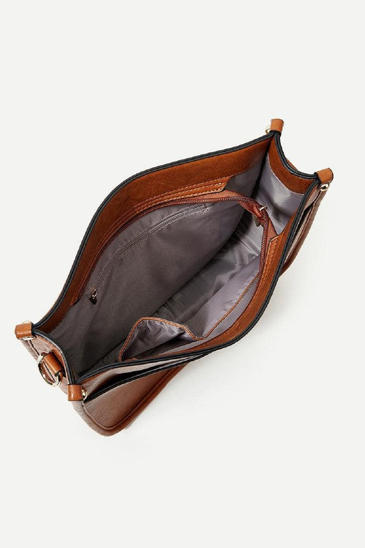 VEGAN LEATHER LEOPARD STRAP CROSSBODY SHOULDER BAG