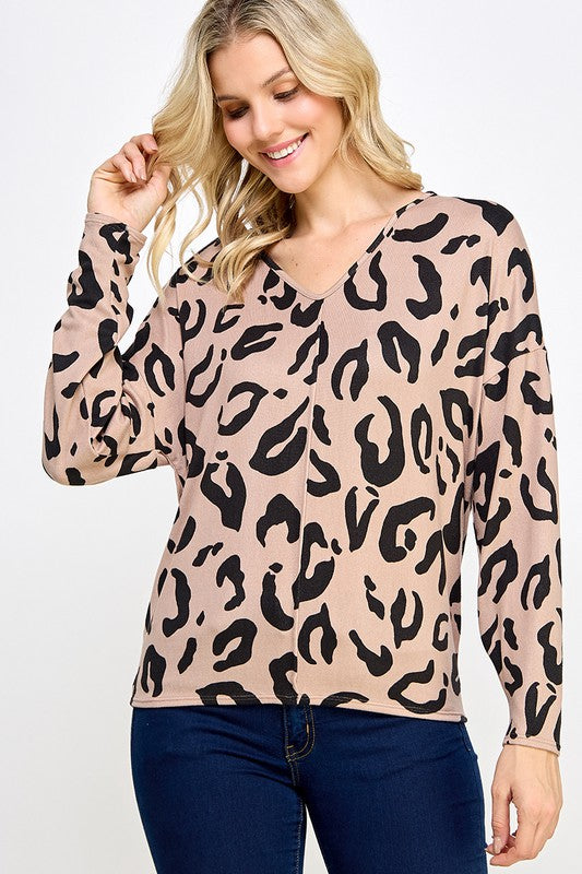 V neck cheeteah leopard print top