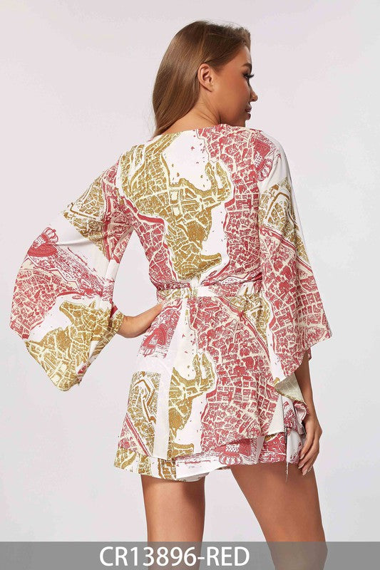 Long Sleeves Printed Romper