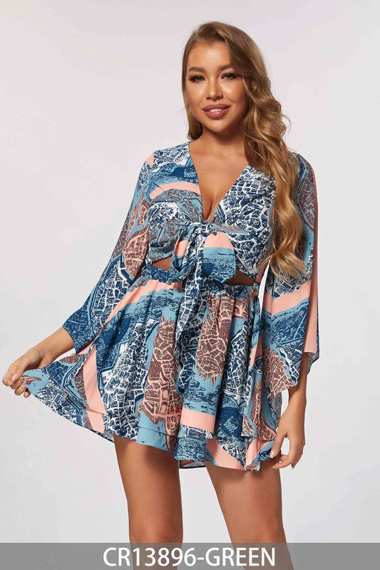 Long Sleeves Printed Romper