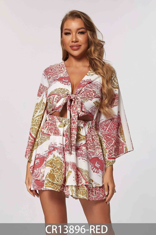 Long Sleeves Printed Romper