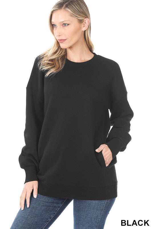 Long Sleeve Round Neck Sweatshirt with Pockets