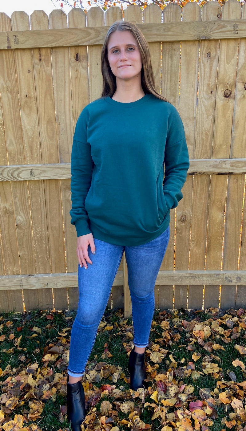 Long Sleeve Round Neck Sweatshirt with Pockets