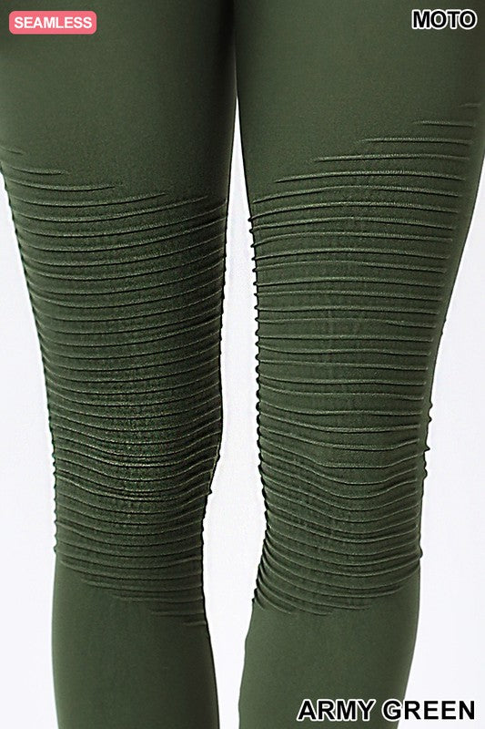 Wide Waistband Seamless Moto Leggings