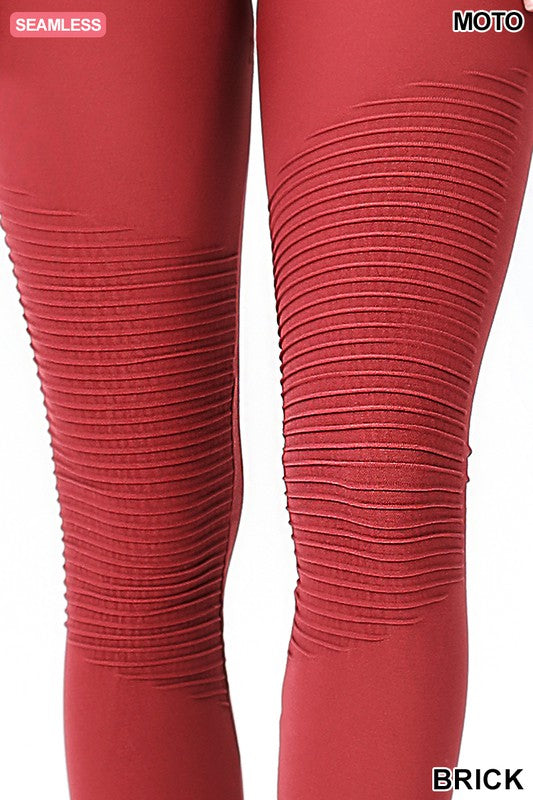 Wide Waistband Seamless Moto Leggings